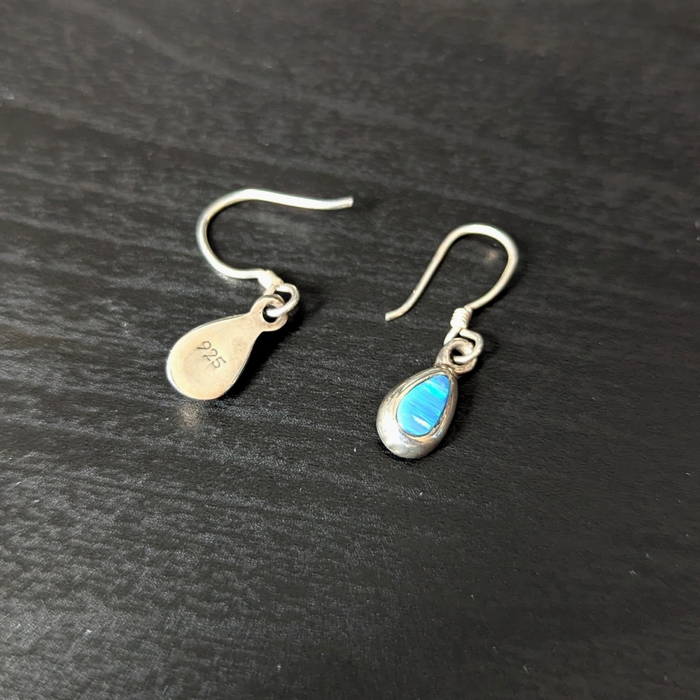Silver and Blue Teardrop Earrings